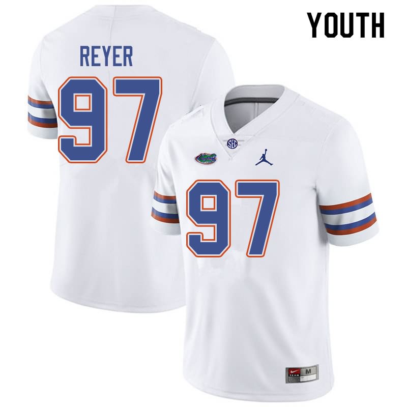 NCAA Florida Gators Theodore Reyer Youth #97 Jordan Brand White Stitched Authentic College Football Jersey EBQ7364PL